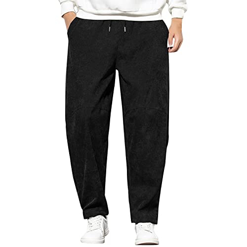 BOTCAM Cordhose Herren Lang Corduroy, Sporthose Atmungsaktiv Arbeitshosen Herren Jogginghose Polyester Atmungsaktiv Freizeithose mit Taschen Drawstring Gummibund - Regular Fit Alltagskleidung M-5XL von BOTCAM