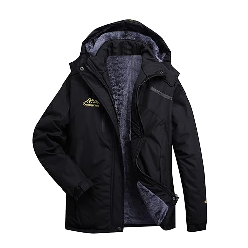 BOTCAM Damen Jacken Fleecejacke Winterjacke Wasserdicht Atmungsaktiv Verdickt Warm Winddicht Softshelljacke Outdoor Funktionsjacke mit Kapuzen Plüschjacke Weiche Gefüttert Winter Jacke Übergangsjacke von BOTCAM