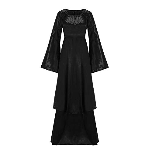 BOTCAM Damen Mittelalter Kleid Trompetenärmel Bodenlanges Retro Kostüm Gewand Gothic Renaissance Viktorianisches Prinzessin Kleidung Hexenkostüm Frauen Festliches Kleider Gebunden Taille Partykleid von BOTCAM