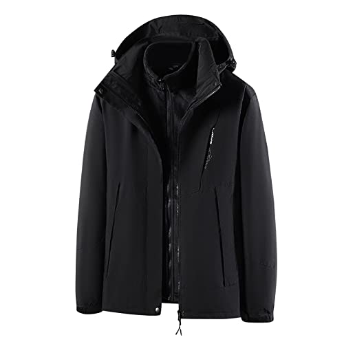 BOTCAM Damen Outdoor 3-in-1 Skijacke mit Fleecejacke Herren Wasserdichte Regenjacke Winddicht Warm Winterjacke Doppeljacke Funktionsjacke mit Abnehmbare Kapuze Fashion Mäntel Outdoorjacke Unisex von BOTCAM