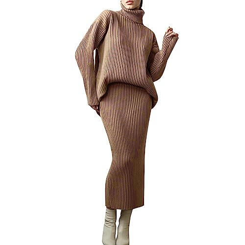 BOTCAM Damen Pulloverkleid 2 Stück Set Strickkleid Zweiteiliger Anzug Strickpullover und Lang Strickrock Bodycon Midikleid Rollkragenpullover Damen Pulloverkleid Langarm Herbstkleid 2-teilig BOTCAM Damen Pulloverkleid 2 Stück Set Strickkleid Zweiteiliger Anzug Strickpullover und Lang Strickrock Bodycon Midikleid Rollkragenpullover Damen Pulloverkleid Langarm Herbstkleid 2-teilig von BOTCAM