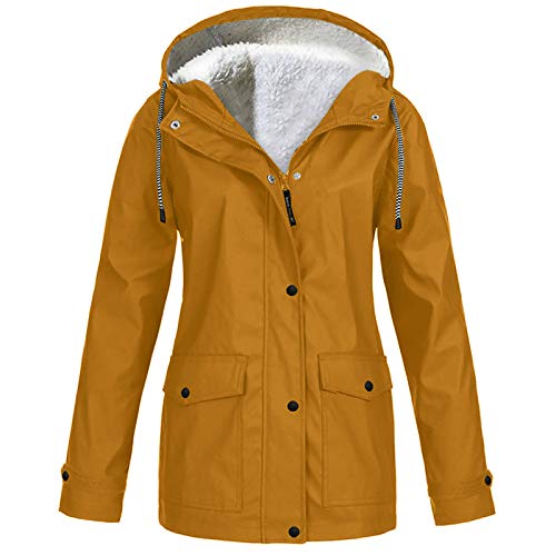 BOTCAM Damen Regenjacke Gefüttert Warm: Regenparka Mit Fleece Lange Kapuzenjacke Leichte Outdoorjacke Wasserdicht Atmungsaktiv Winddicht 3 In 1 Funktionsjacke Parka Damen üBergangsjacke Regenmante von BOTCAM