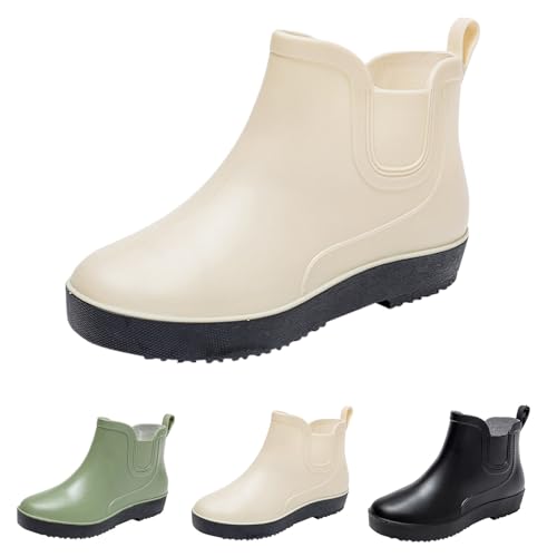 BOTCAM Damen Regenstiefel Gummistiefel Regenschuhe Boots Wasserdichte Rutschfest Gummistiefeletten Gartenstiefel Weitschaft Extra Weit Gartenschuhe Arbeitsschuhe Segelstiefel Angelstiefel von BOTCAM