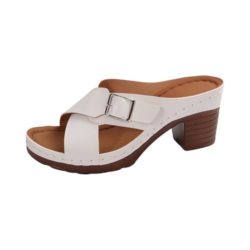 BOTCAM Damen-Sandalen Für Draußen Und Drinnen Pantolette Mittelhoher Absatz Leichte High Heels Slip On Hausschuhe Mit Fußbett Offener Zehenpartie Slip On Slipper Sommerschuhe Slides Damenschuhe BOTCAM Damen-Sandalen Für Draußen Und Drinnen Pantolette Mittelhoher Absatz Leichte High Heels Slip On Hausschuhe Mit Fußbett Offener Zehenpartie Slip On Slipper Sommerschuhe Slides Damenschuhe von BOTCAM