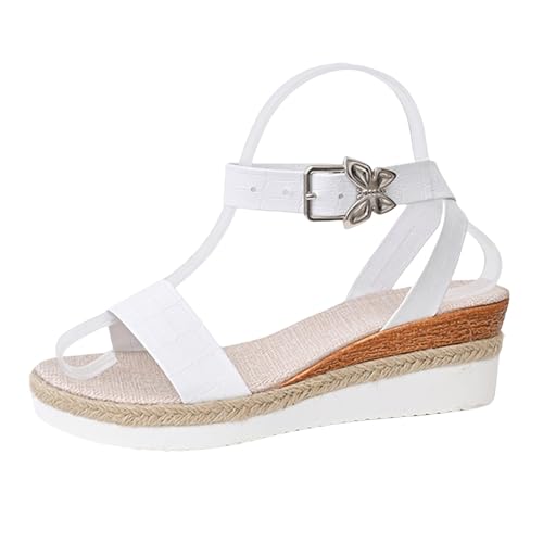 BOTCAM Damen Sandalen Mit Keilabsatz Bohemian Plattform Peeptoe Espadrilles Offene Sandaletten Sommer Sandalen Sommerschuhe Freizeit Wedges Comfort Freizeitsandalen Wedge Heel Strandschuhe von BOTCAM