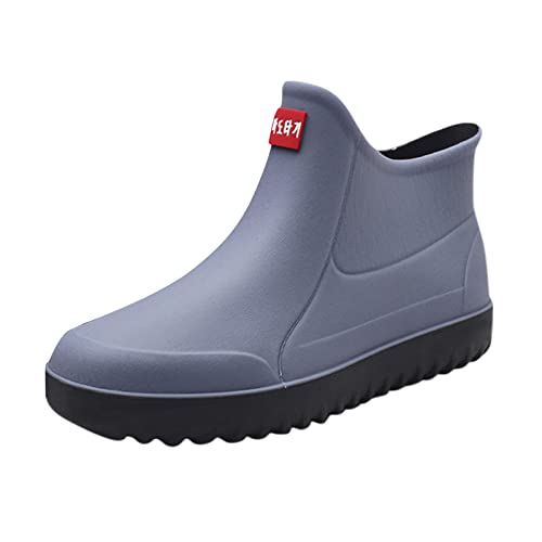 BOTCAM Damen Schuhe 39,5 Herren Kurze Regenstiefel Wasserdichte Gartenschuhe Rutschfeste HerrenKomfortable Einlegesohle Mode Leichte Knöchelregenstiefel Scrub Outdoor Arbeitsschuhe Damen (Grey, 39) von BOTCAM