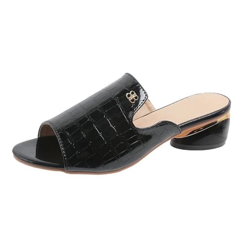 BOTCAM Damen-Schuhe Mit Hohe Absätze Geschlossene Zehen Halbe Hausschuhe Quadratischer Zehenbereich Modische Dicker Absatz Lässig Pantoletten Party Abendkleid High Heels Anti-Rutsch-Sandalen von BOTCAM