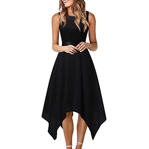 BOTCAM Damen Spitzenkleid Brautjungfer Elegant Party Langes Cocktailkleid Chiffon V-Ausschnitt ärmellos Maxikleid Abendkleider Ballkleid Brautjungfernkleider Brautkleid Prinzessin Für Hochzeit von BOTCAM