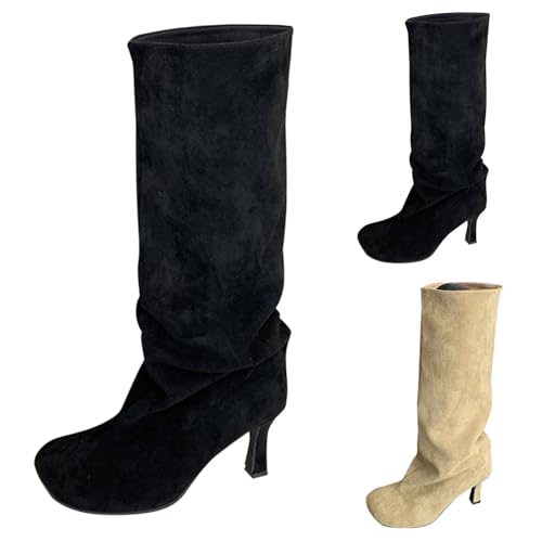 BOTCAM Damen Stiefel Schuhe Wildleder-Optik Cowboystiefel Retro Renaissance-Schlupfstiefel Schlupfdesign, Wadenlang Mittelhoher Stiefeletten Wasserdicht Übergangsstiefel Kitten Heels BOTCAM Damen Stiefel Schuhe Wildleder-Optik Cowboystiefel Retro Renaissance-Schlupfstiefel Schlupfdesign, Wadenlang Mittelhoher Stiefeletten Wasserdicht Übergangsstiefel Kitten Heels von BOTCAM