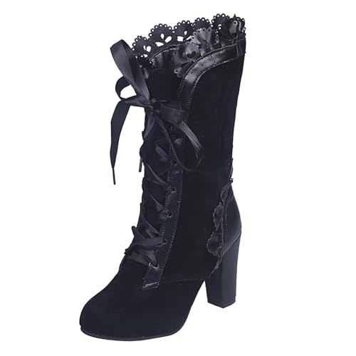 BOTCAM Damen Vintage Stiefel Schnüren Bogen Stiefeletten Retro Wildleder Mittelhohe Stiefel Ankle boots mit Blockabsatz Elegant Schuhe Damen High Heels Cowboystiefel Übergangsstiefel Schlupfstiefel BOTCAM Damen Vintage Stiefel Schnüren Bogen Stiefeletten Retro Wildleder Mittelhohe Stiefel Ankle boots mit Blockabsatz Elegant Schuhe Damen High Heels Cowboystiefel Übergangsstiefel Schlupfstiefel von BOTCAM