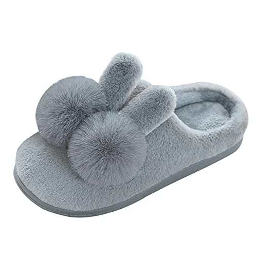 BOTCAM Damen Winter Pantoffeln rutschfeste Baumwollhausschuhe Winter-Damenhausschuhe Pantoffeln Herren Tier Geschlossen Classic House Flauschige Leicht Slip-on Freizeitschuhe Thermische (Grey, 39) von BOTCAM