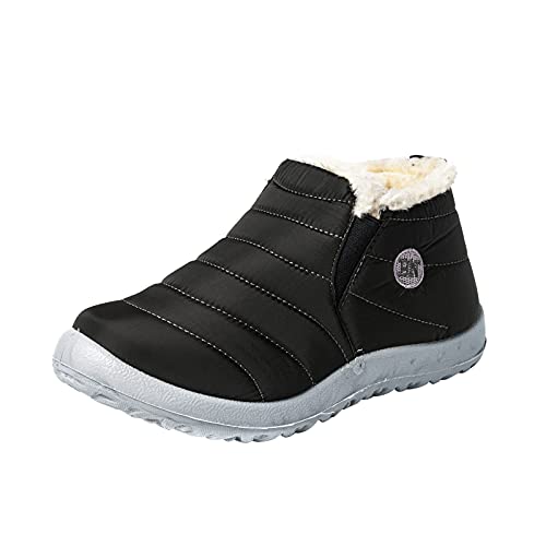 BOTCAM Damen Winterschuhe Stiefel - Rutschfest Herbstschuhe Kurzschaft Klassische Wanderstiefel - Outdoor Leichte Boots Stiefeletten - Warm Gefüttert Fluffy Pelzgefütterte Wanderschuhe Schneestiefel von BOTCAM