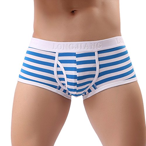 BOTCAM Essential Boxershorts Herren Classic Sexy Gestreifte Unterhosen aus Weicher Baumwolle mit Seitlicher Öffnung Atmungsaktiv Unterwäsche Kurze Hipsters Trunks Retroshorts von BOTCAM