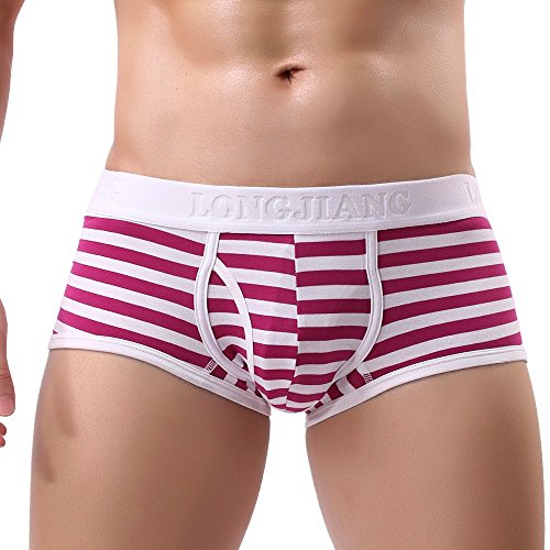 BOTCAM Essential Boxershorts Herren Classic Sexy Gestreifte Unterhosen aus Weicher Baumwolle mit Seitlicher Öffnung Atmungsaktiv Unterwäsche Kurze Hipsters Trunks Retroshorts von BOTCAM