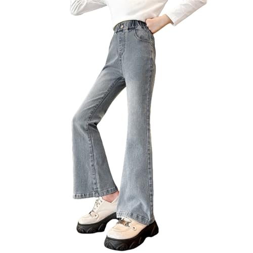 BOTCAM Girls Jeans Spring Summer and Autumn for Middle and Large Children Retro Bell Bottom Pants Trendy and Cool Casual Denim Trousers Pullover Bagger Baby (Light Blue, 9-10 Years) von BOTCAM