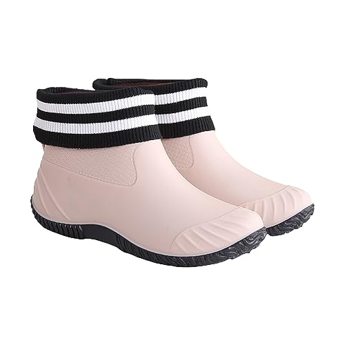 BOTCAM Gummistiefel Damen Kurz Schwarz: Regenschuhe Gartenschuhe Outdoor Regenstiefel Angelstiefel Wasserdichte Rutschfest Trekkingstiefel Angelstiefel Leicht Gummistiefeletten Stiefeletten von BOTCAM