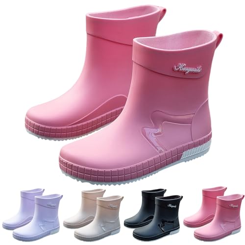 BOTCAM Gummistiefel Damen Kurz Sommer Stiefeletten Rain Boots Regenstiefel Outdoor Hiking Wasserfeste Gartenstiefel Weitschaft Extra Weit Regenschuhe Gartenschuhe Segelstiefel Angelstiefel von BOTCAM