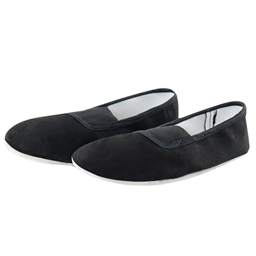 BOTCAM Gymnastikschuhe Schwarz Unisex Gymnastikschuhe Atmungsaktive Und rutschfeste Stoff Schuhe Walking Training Sneakers Slip On Flach Stricken Leinenschuhe Flache-Schuhe Canvas Für Damen & Herren von BOTCAM