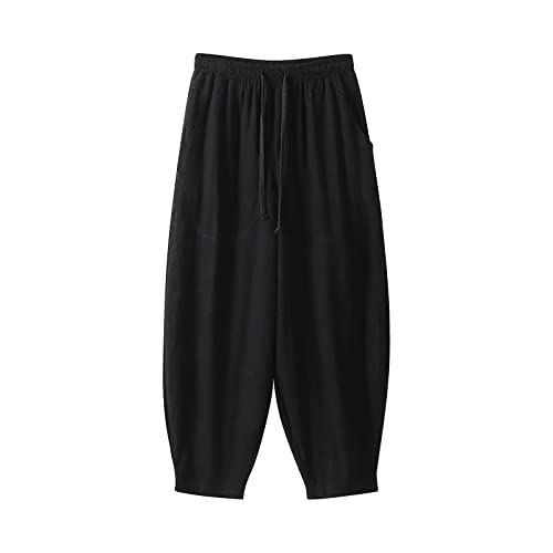 BOTCAM Harenhose Herren Lang Herbst Harenhose, Slim Fit Sweathose Große Größen Sweatpants Baumwolle Sportlich Chinohose Hipop Look Freizeithose Baggy Herren Freizeithose Schwarz L-7XL von BOTCAM