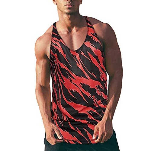 BOTCAM Herren Achselshirt Camouflage-Zebra Aufdruck Ärmellos T-shirt Tank Top Sommer Outdoor Sport Pullunder Bodybuilding Stringer & Fitness Muskelshirt Weste Regular fit Trainings Tankshirt von BOTCAM