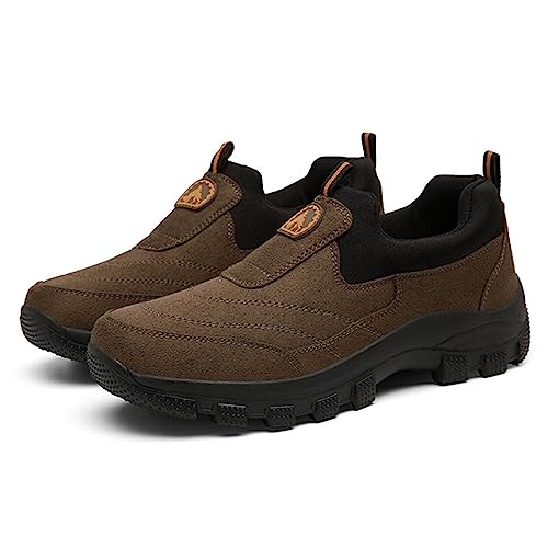 BOTCAM Herren Freizeit-Walking-Sneaker Orthopädische Herrenschuhe Freihändige Slip-On-Wanderschuhe Im Vintage-Stil Für Zusätzliche Polsterung Und Fußentlastung Atmungsaktive Strick-Mesh-Schuhe von BOTCAM