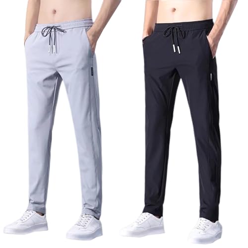 BOTCAM Herren Jogginghose Lang Sporthose Eisseide Stretch Schnell Trocknende Ice Seide Freizeithose Atmungsaktive Einfarbig Sommerhose Slim Fit Sweatpants Trainingshose Mit Kordelzug Und Taschen BOTCAM Herren Jogginghose Lang Sporthose Eisseide Stretch Schnell Trocknende Ice Seide Freizeithose Atmungsaktive Einfarbig Sommerhose Slim Fit Sweatpants Trainingshose Mit Kordelzug Und Taschen von BOTCAM