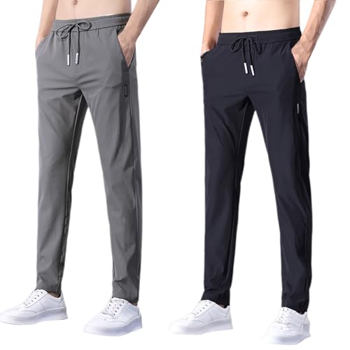 BOTCAM Herren Jogginghose Lang Sporthose Eisseide Stretch Schnell Trocknende Ice Seide Freizeithose Atmungsaktive Einfarbig Sommerhose Slim Fit Sweatpants Trainingshose Mit Kordelzug Und Taschen BOTCAM Herren Jogginghose Lang Sporthose Eisseide Stretch Schnell Trocknende Ice Seide Freizeithose Atmungsaktive Einfarbig Sommerhose Slim Fit Sweatpants Trainingshose Mit Kordelzug Und Taschen von BOTCAM