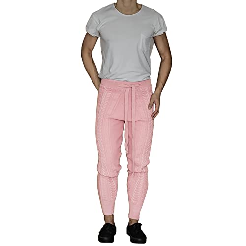 BOTCAM Herren Strickhosen Gestrickte Leggings Lange Sportleggings Kordelzug Jogginghose Winter Lässig Lockere Trainingshose Sporthose Weit Schnürung Hosen Sporthose Herrenhose Gestrickte Hose von BOTCAM