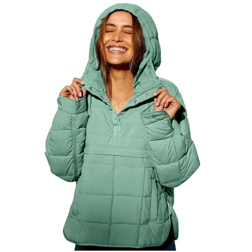 BOTCAM Hooded Puffer Jacket Damen, Hoodie Sweatshirt mit Kapuze Hoodies Mantel Winter Warm Pullover Kapuzenjacke Oversize Leicht Steppjacke Kapuzenpullover Winddicht Winterjacke Outdoorjacke von BOTCAM
