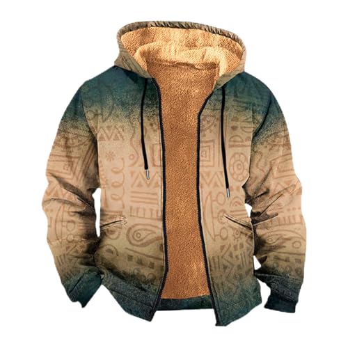 BOTCAM Hoodie Herren Men's Casual Fashion Loose 3D Printed Zipper Hoodie Plus Fleece Hoodie Herrensweatshirt Mit (Camouflage, XXXXXL) von BOTCAM