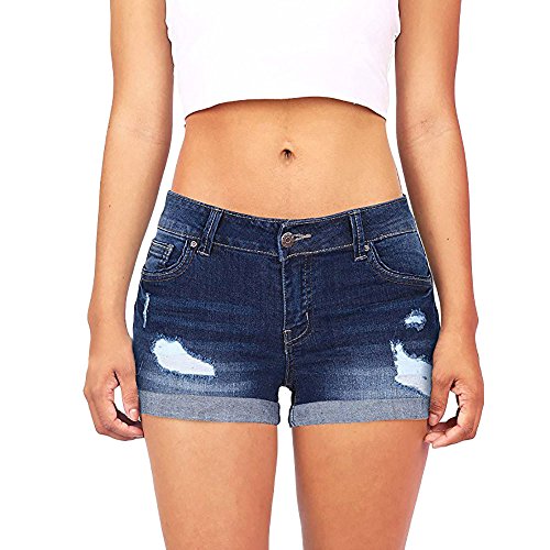 BOTCAM Jeans Shorts Damen High Waist Stretch Kurze Hose Sommer Zerrissen Push Up Leggings Ripped Loch Hotpants Skinny Y2k Boyfriend Jeans Shorts Denim Kurze Jeans Sommershorts Mit Taschen von BOTCAM