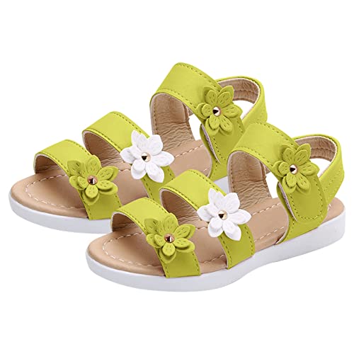 BOTCAM Kinderschuhe Jungs Sandalen Mode Große Blumenmädchen Flache Preise Schuhe Barfuß Sandalen Kinder (Z-A-Yellow, 6-7 Years) von BOTCAM