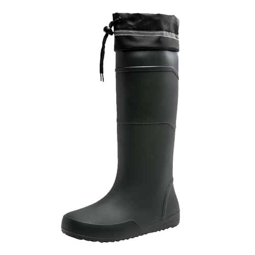 BOTCAM La Herren Schuhe 44 Extra hohe Regenschuhe mit flacher Sohle für Herren, Wasserschuhe für Herren, mit Geschirr und festem Baumwollvlies, lange Regenstiefel, 40 Meter, Schuhe (Grey, 43) von BOTCAM