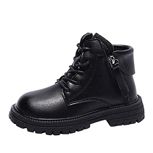 BOTCAM Lässige Stiefel mit Schnallendekor für Mädchen Westernstiefel Kinderstiefeletten Reitstiefeletten mit niedrigem Absatz für Mädchen 36 Jungen (Z-A-Black, 28 Toddler) von BOTCAM