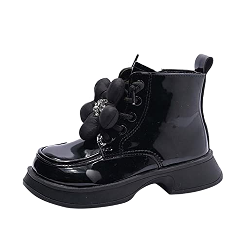 BOTCAM Lässige Stiefel mit Schnallendekor für Mädchen Westernstiefel Kinderstiefeletten Reitstiefeletten mit niedrigem Absatz für Mädchen 36 Jungen (Z-A-Black, 31 Little Child) von BOTCAM