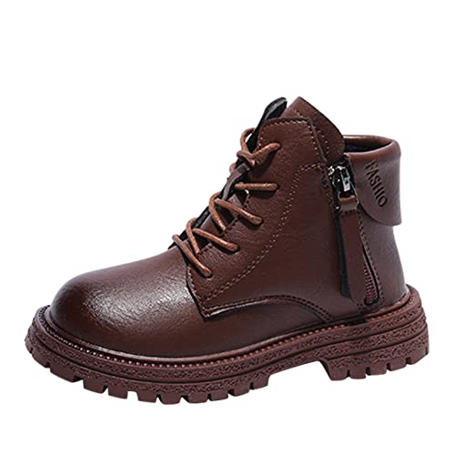 BOTCAM Lässige Stiefel mit Schnallendekor für Mädchen Westernstiefel Kinderstiefeletten Reitstiefeletten mit niedrigem Absatz für Mädchen 36 Jungen (Z-A-Brown, 31.5 Little Child) von BOTCAM