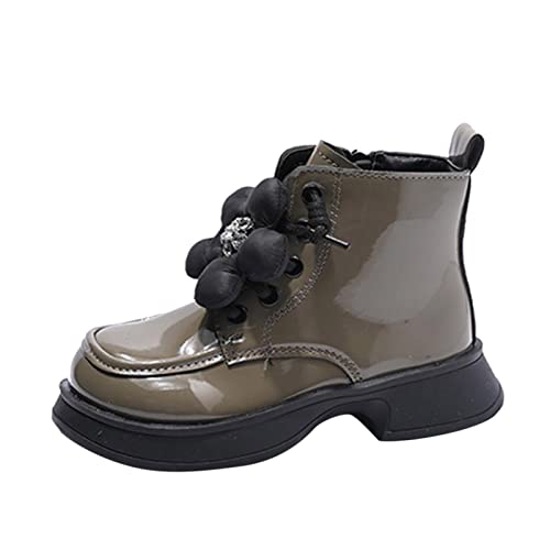 BOTCAM Lässige Stiefel mit Schnallendekor für Mädchen Westernstiefel Kinderstiefeletten Reitstiefeletten mit niedrigem Absatz für Mädchen 36 Jungen (Z-A-Khaki, 33 Big Kids) von BOTCAM