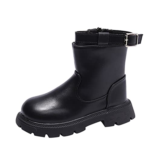 BOTCAM Lässige Stiefel mit Schnallendekor für Mädchen Westernstiefel Kinderstiefeletten Reitstiefeletten mit niedrigem Absatz für Mädchen 36 Jungen (Z-B-Black, 28.5 Little Child) von BOTCAM