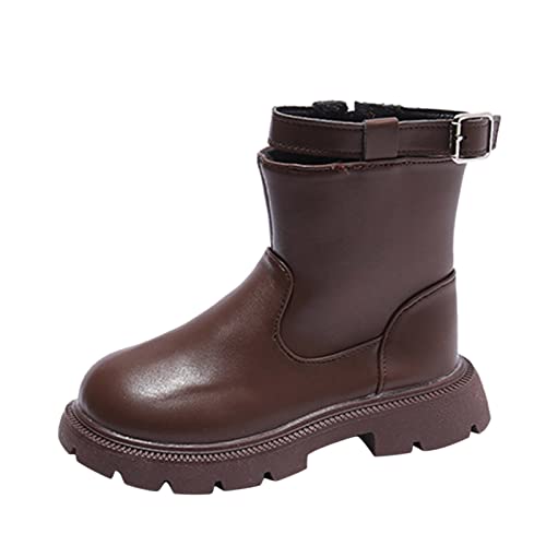 BOTCAM Lässige Stiefel mit Schnallendekor für Mädchen Westernstiefel Kinderstiefeletten Reitstiefeletten mit niedrigem Absatz für Mädchen 36 Jungen (Z-B-Brown, 33 Big Kids) von BOTCAM