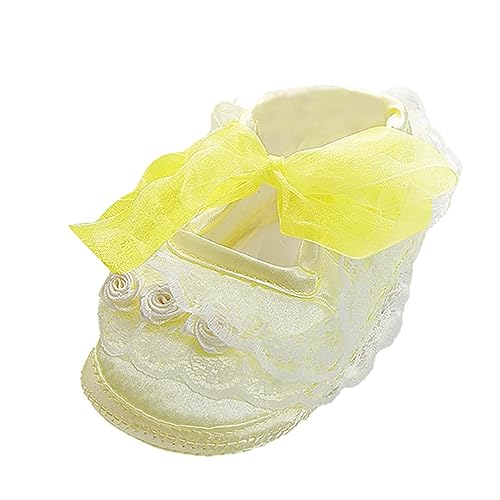 BOTCAM Mädchen Sneaker 27 Bodenschuhe Baby Sandalen Kleinkindschuhe mit weichen Sohlen Baby Prinzessin Schuhe Weiße Sneaker (Yellow, 20 Infant) von BOTCAM