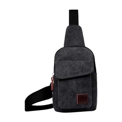 BOTCAM Männer Taille Pack Leinwand Brust Tasche Koreanische männer Tasche Casual Kleinen Rucksack Schulter Tasche Multifunktionale Sport Umhängetasche Umhängetaschen Herren Laptop 17 (Black, One Size) von BOTCAM