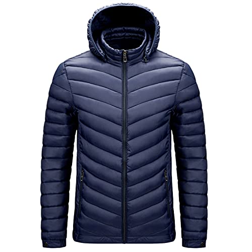 BOTCAM Männer Warme Daunenjacken Einfarbig Winter, Schnee Unten Jacken Mit Kapuze Reißverschluss Metall Glänzende Windjacke Parka Hooded Steppjacke Zipjacke Winter Kurze Winterjacke L-4XL von BOTCAM