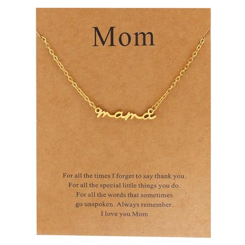BOTCAM Mama-Halskette für Frauen, Silber, Gold und Roségold, Mutterschmuck für Frauen, Geschenke für frischgebackene Mutter, Muttergeschenk für Schwangere Freundin, werdende Mutter, (Gold, One Size) von BOTCAM