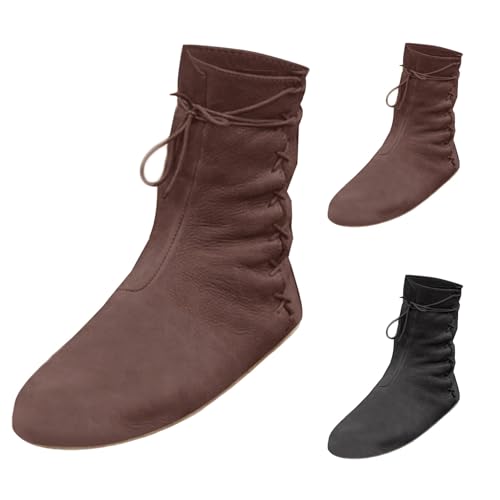 BOTCAM Mittelalter Kleidung Stiefel Schuhe Herren Damen Renaissance-Schlupfstiefel Retro Cowboystiefel PU-Leder Westernstiefel Mit Schnürung Halbhohe Sommerstiefel Damenstiefel Übergangsstiefel BOTCAM Mittelalter Kleidung Stiefel Schuhe Herren Damen Renaissance-Schlupfstiefel Retro Cowboystiefel PU-Leder Westernstiefel Mit Schnürung Halbhohe Sommerstiefel Damenstiefel Übergangsstiefel von BOTCAM