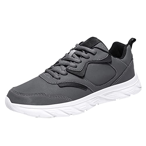 BOTCAM Mode Männer Mesh Casual Sportschuhe Slip On Einfarbig Laufende Atmungsaktive Turnschuhe mit Weichem Boden Schuhe Herren Schwarz Business (Z0004-Grey, 42) von BOTCAM