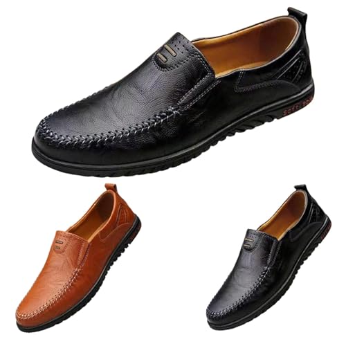 BOTCAM Mokassins Flache Slipper Slip on Loafer Herren Klassische Weichen Sohle Lederschuhe Halbschuhe Business-Schuhe Freizeitschuhe Arbeitsschuhe Fahrenschuhe Barfußschuhe Ohne Schnürsenkel EU39-44 von BOTCAM