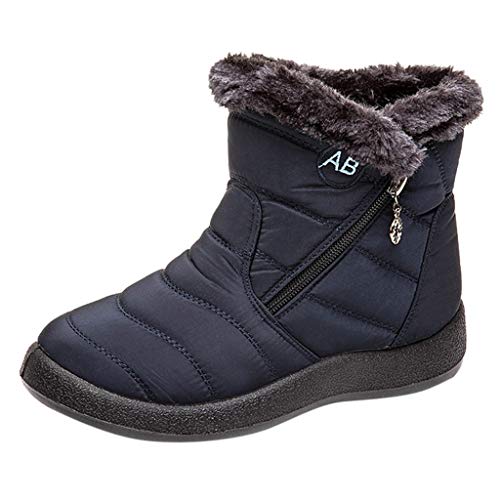 BOTCAM Outdoor Damen Schneestiefel Mit Warm Gefüttert Fluffy Flauschige Halbschaft Winterschuhe Seitlichem Reißverschluss Plus Fleece Wärme Winterstiefel Geeignet Winter Und Für Die Schneesaison von BOTCAM