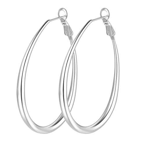 BOTCAM Oval Hoop Earrings Gold Teardrop Hoops Or Silver Women Gold Earrings & Lightweight Ohrringe Stecker Damen von BOTCAM