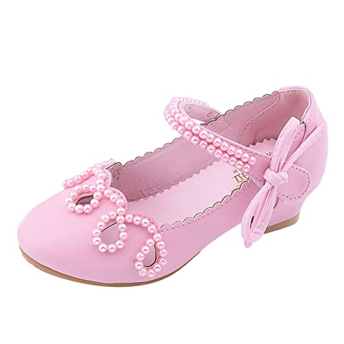 BOTCAM Prinzessin Schuhe Mädchen Mary Jane Strap Flache Schuhe Ballerinas Mit Schleife Perlen Leichtes Anziehen Faltbar Mädchenschuhe rutschfest Schulschuhe Kinderschuhe Für Hochzeit, Party von BOTCAM