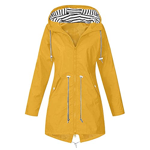 BOTCAM Regenjacke Damen Pack It: Wasserdicht Regenmantel Leichte Windbreaker Gestreift Futter Outdoorjacke Funktionsjacke Mit Kapuze Damen Regenjacke Leicht Jacke von BOTCAM